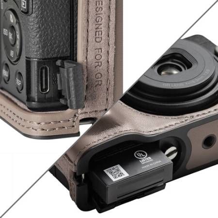 SmallRig 5677 - skórzany zestaw, półfuterał/etui/case z paskiem na nadgarstek do Ricoh GR IV/GR III/GR IIIx/GR III HDF/GR IIIx HDF (szary)